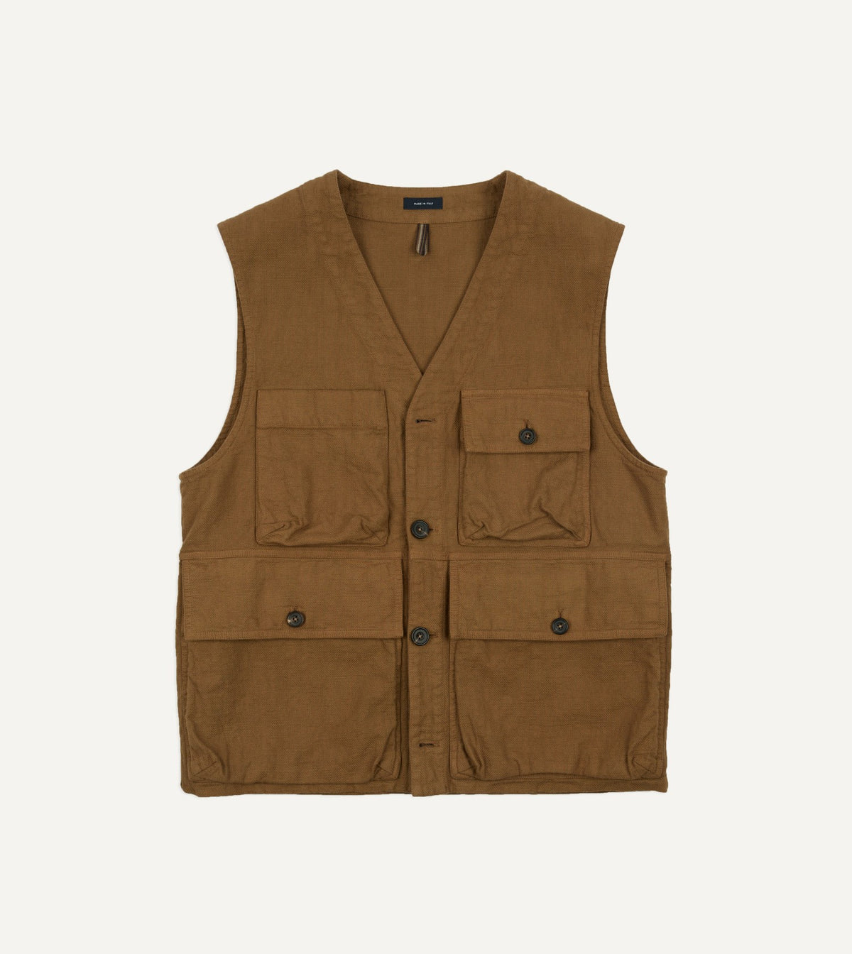 Drake's Tobacco Cotton Utility Vest