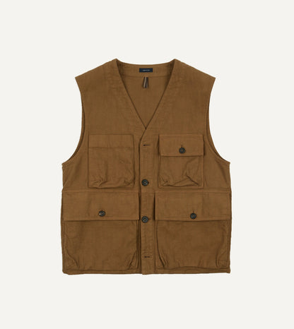 Drake's Tobacco Cotton Utility Vest