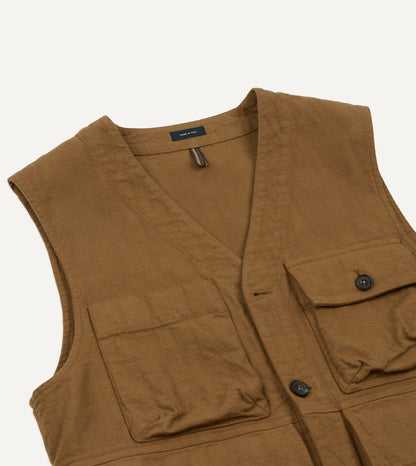 Drake's Tobacco Cotton Utility Vest