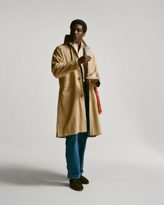 Drake's Reversible Linen–Cotton Raglan Mac