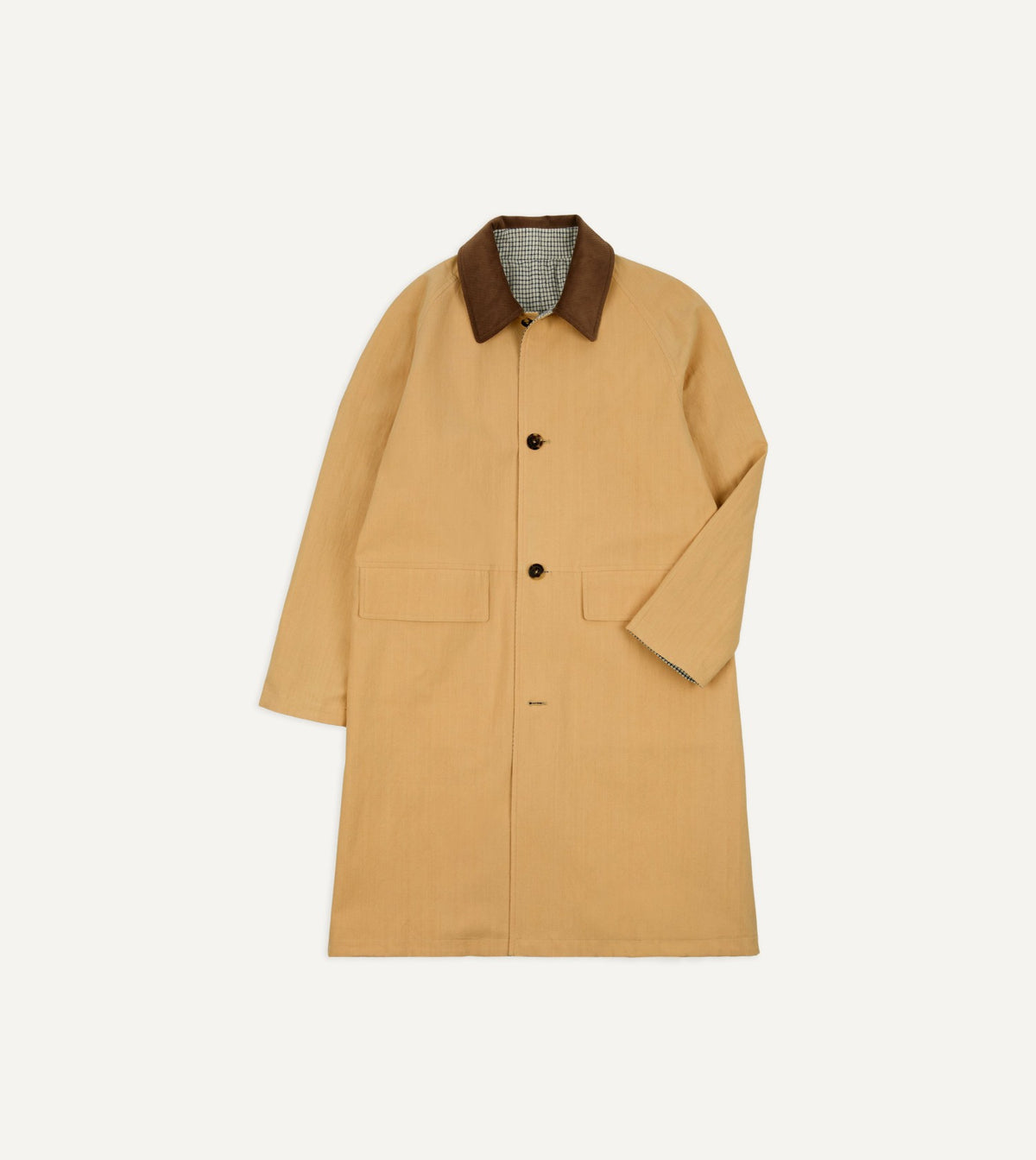 Drake's Reversible Linen–Cotton Raglan Mac
