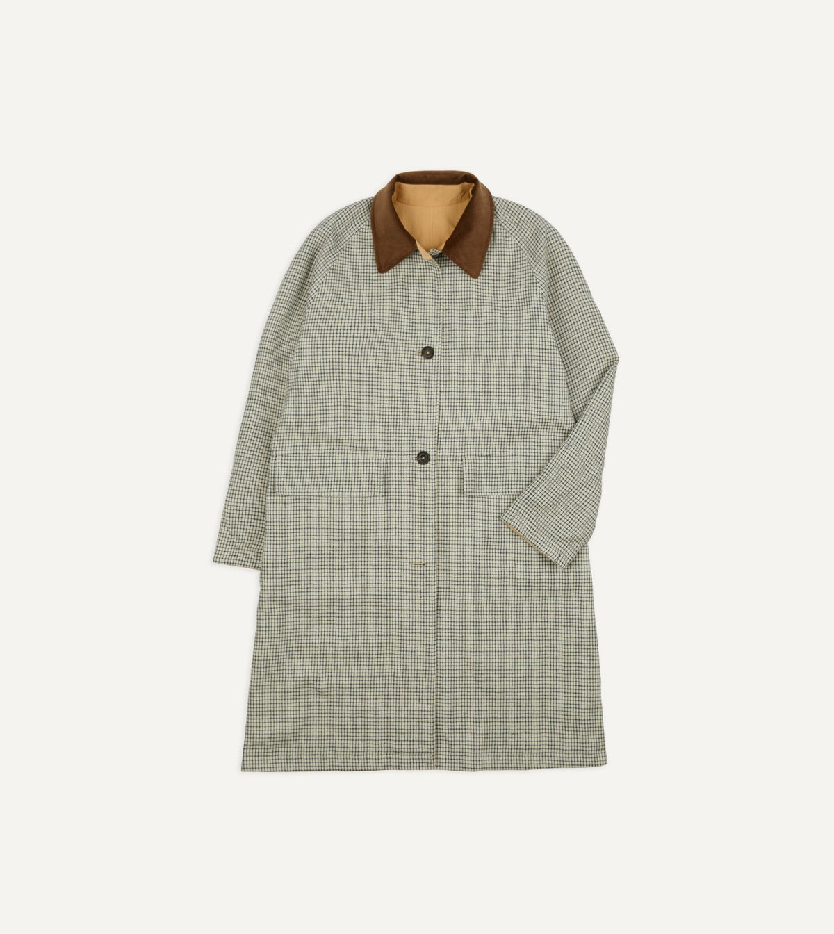 Drake's Reversible Linen–Cotton Raglan Mac