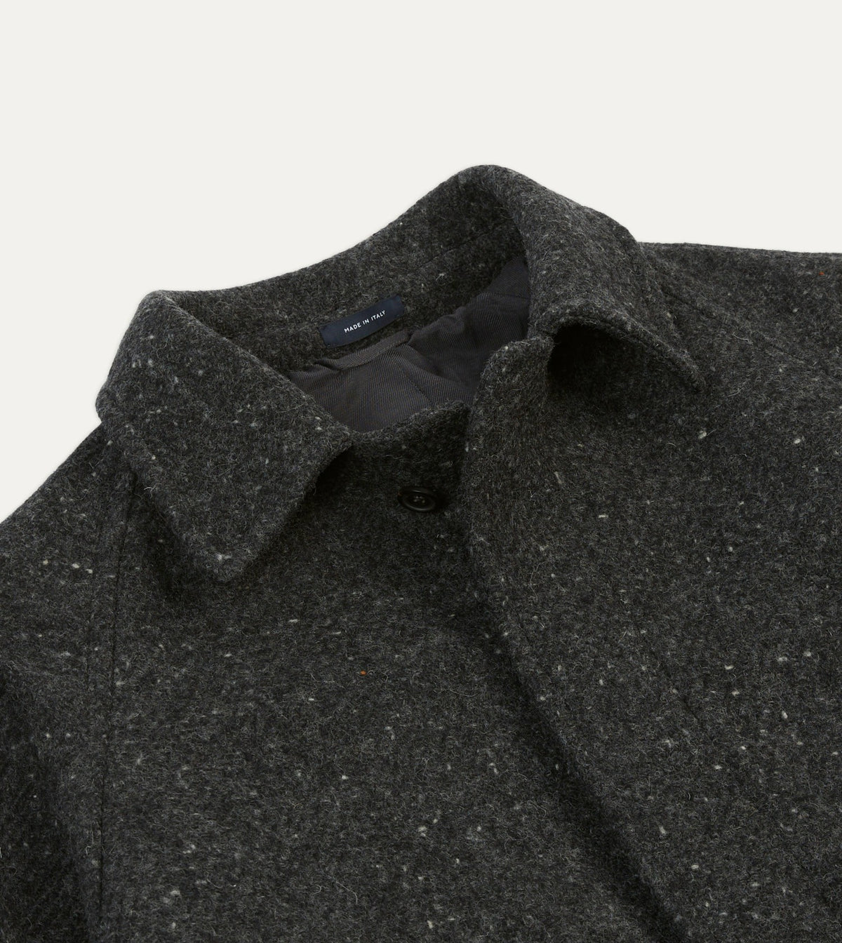 Drake's Grey Flecked Wool Raglan Coat
