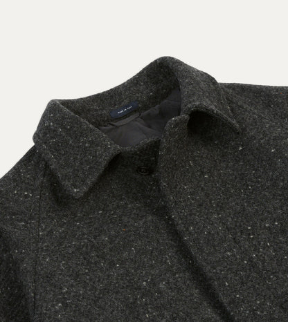 Drake's Grey Flecked Wool Raglan Coat
