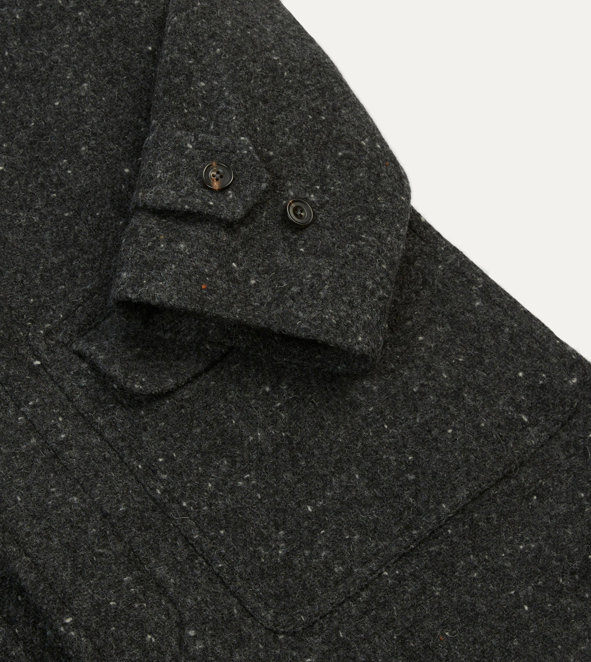 Drake's Grey Flecked Wool Raglan Coat