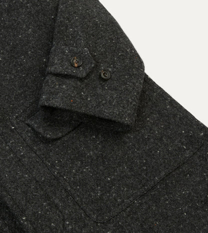 Drake's Grey Flecked Wool Raglan Coat