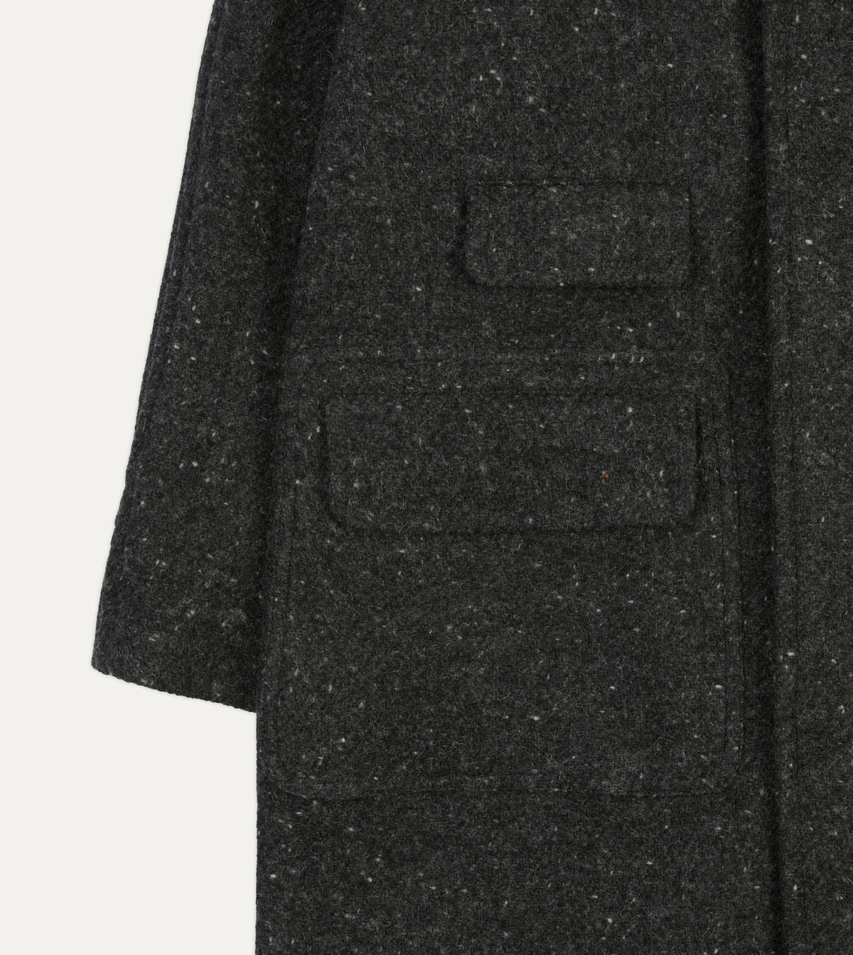 Drake's Grey Flecked Wool Raglan Coat