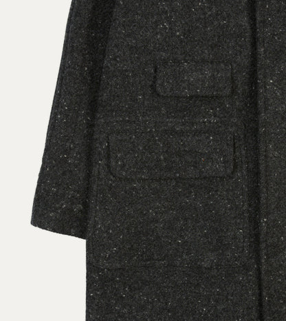 Drake's Grey Flecked Wool Raglan Coat