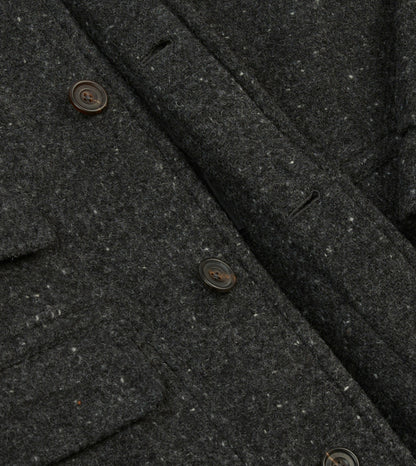 Drake's Grey Flecked Wool Raglan Coat