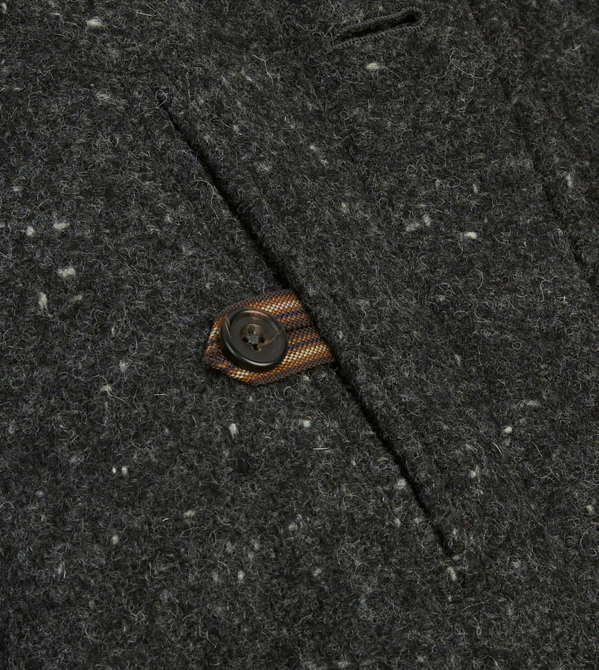 Drake's Grey Flecked Wool Raglan Coat