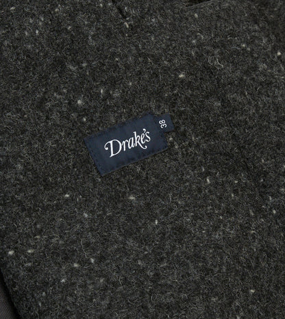 Drake's Grey Flecked Wool Raglan Coat