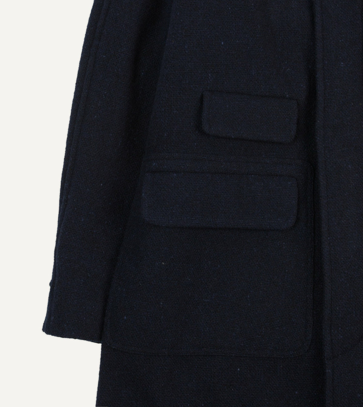 Drake's Navy Donegal Wool Raglan Coat