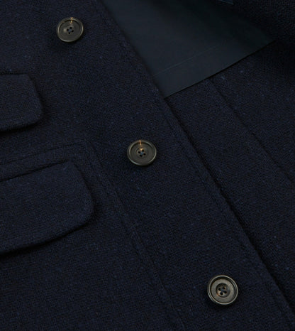 Drake's Navy Donegal Wool Raglan Coat