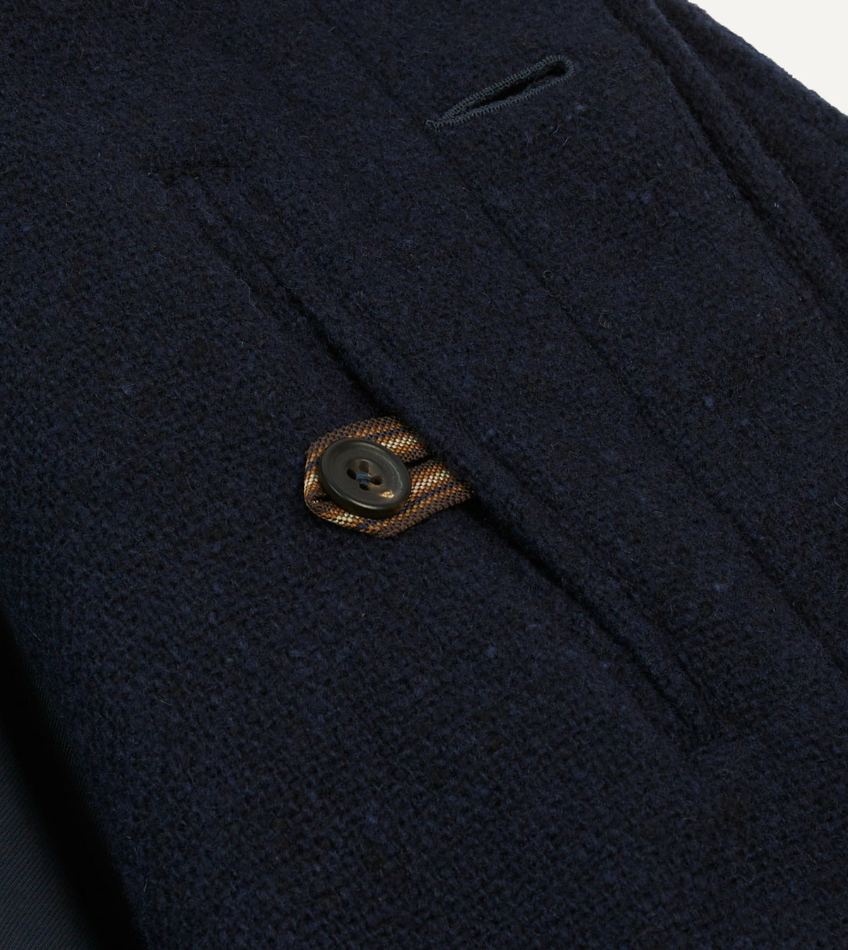 Drake's Navy Donegal Wool Raglan Coat