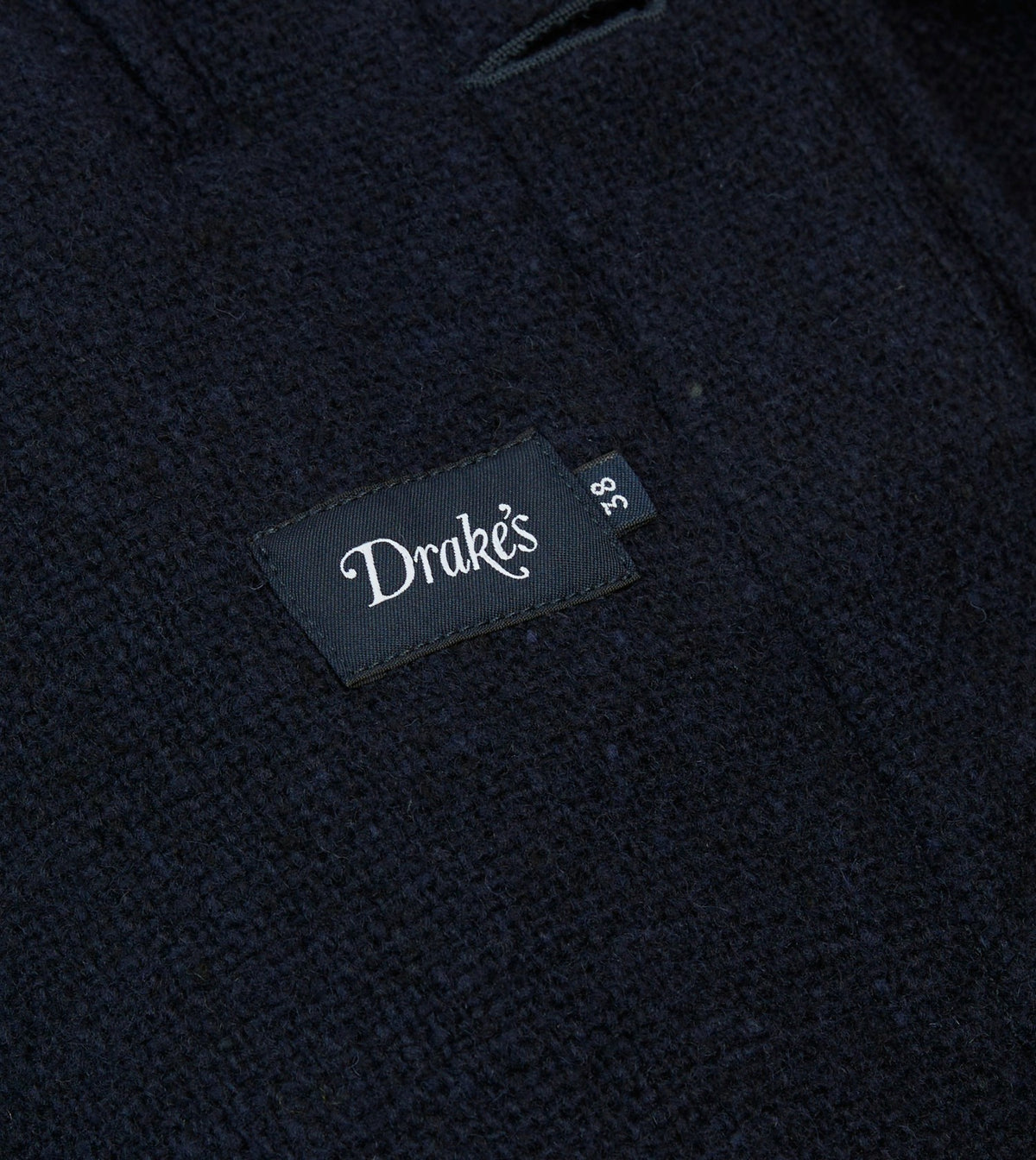 Drake's Navy Donegal Wool Raglan Coat