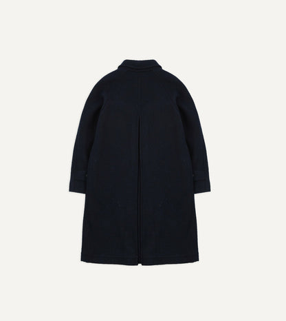 Drake's Navy Donegal Wool Raglan Coat