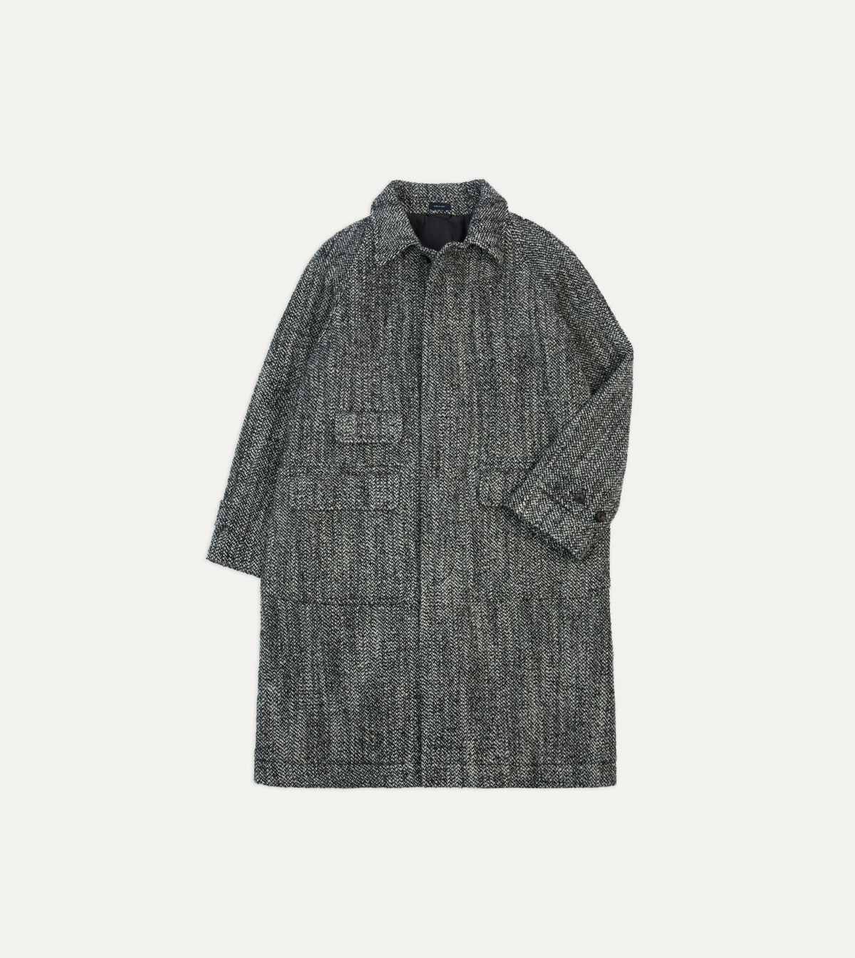 Drake's Salt and Pepper Wool Raglan Coat