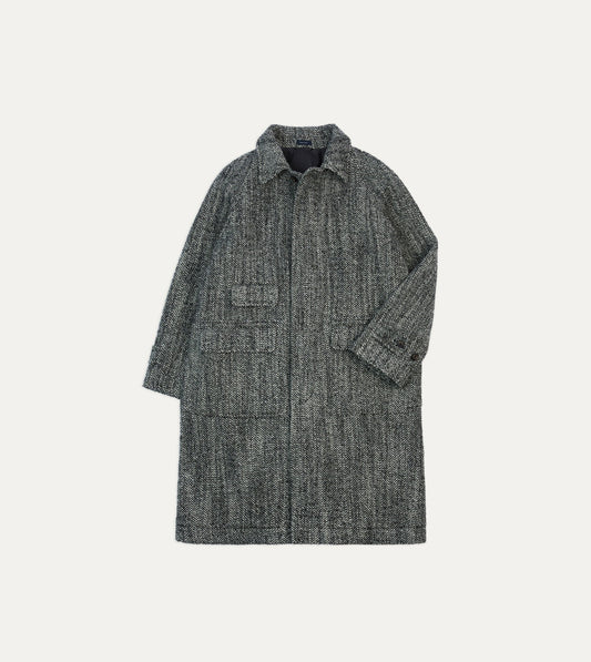 Drake's Salt and Pepper Wool Raglan Coat