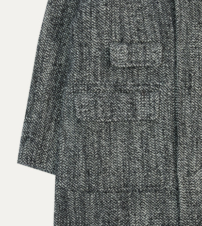Drake's Salt and Pepper Wool Raglan Coat