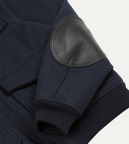 Drake's Navy Wool and Leather A-2 Bomber Jacket
