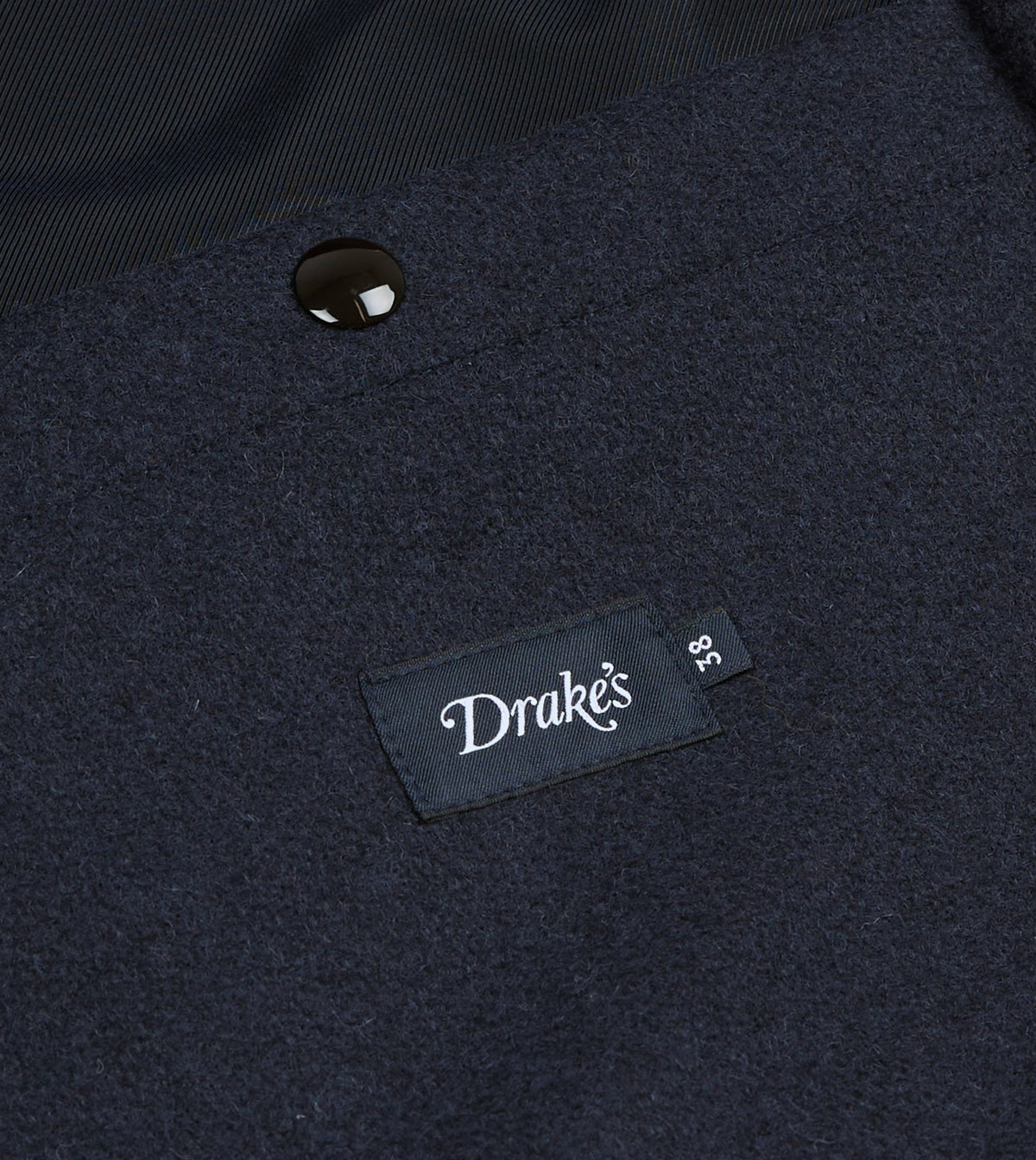 Drake's Navy Wool and Leather A-2 Bomber Jacket