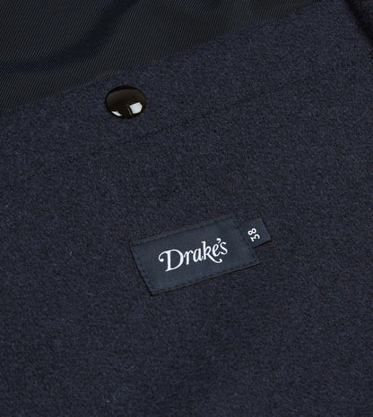 Drake's Navy Wool and Leather A-2 Bomber Jacket