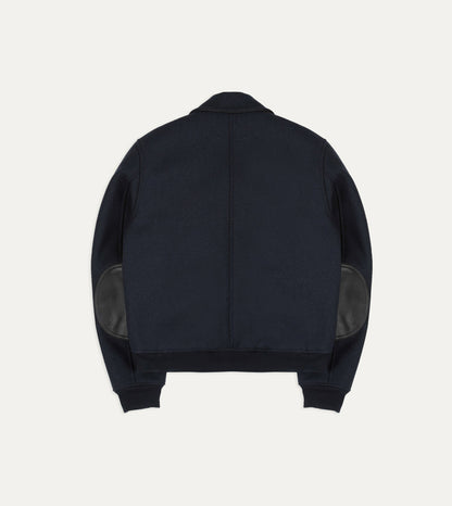 Drake's Navy Wool and Leather A-2 Bomber Jacket