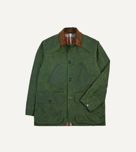 Drake's Green Waxed Cotton Barn Jacket