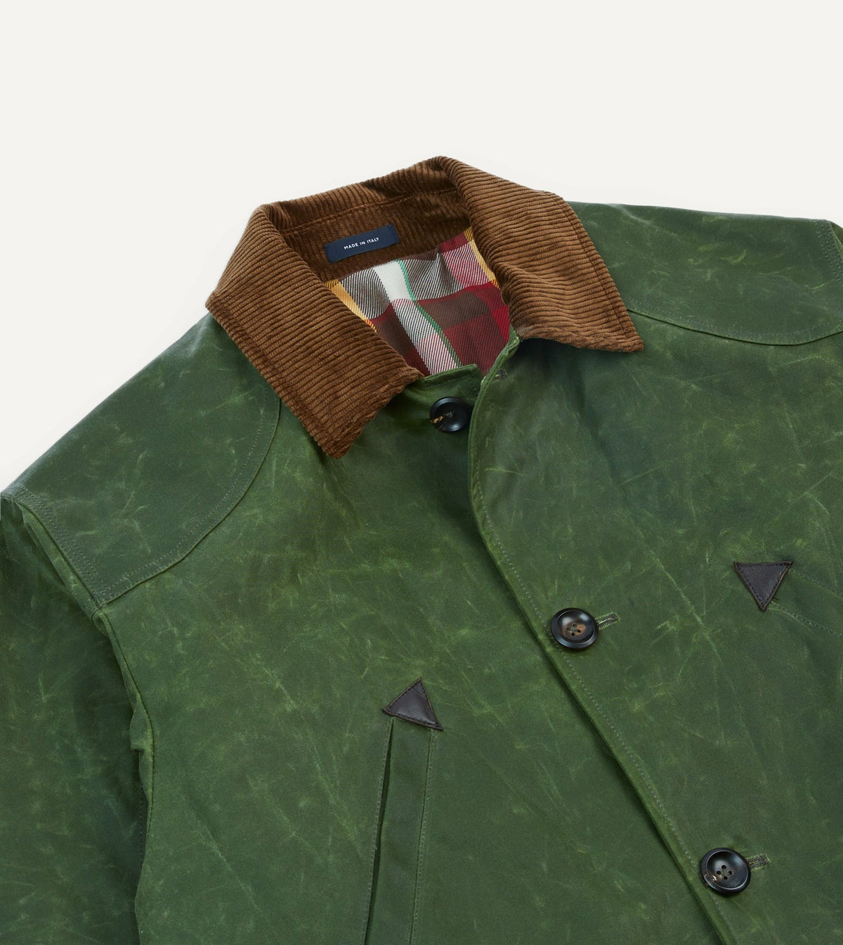 Drake's Green Waxed Cotton Barn Jacket