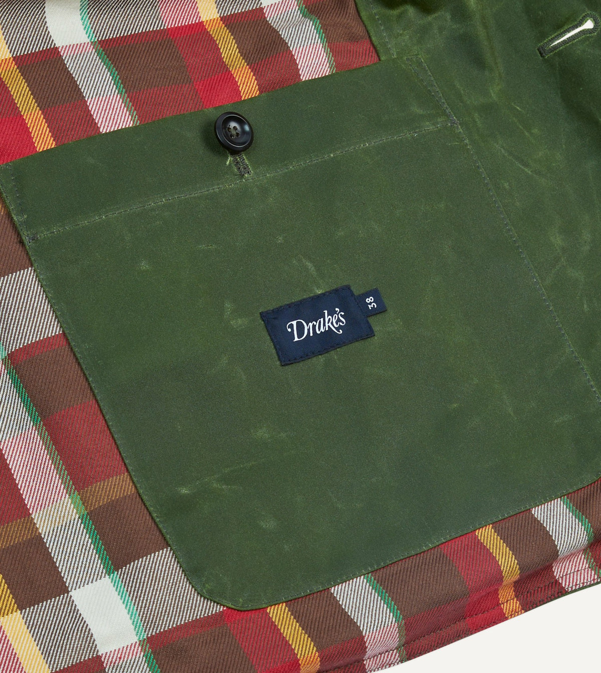 Drake's Green Waxed Cotton Barn Jacket