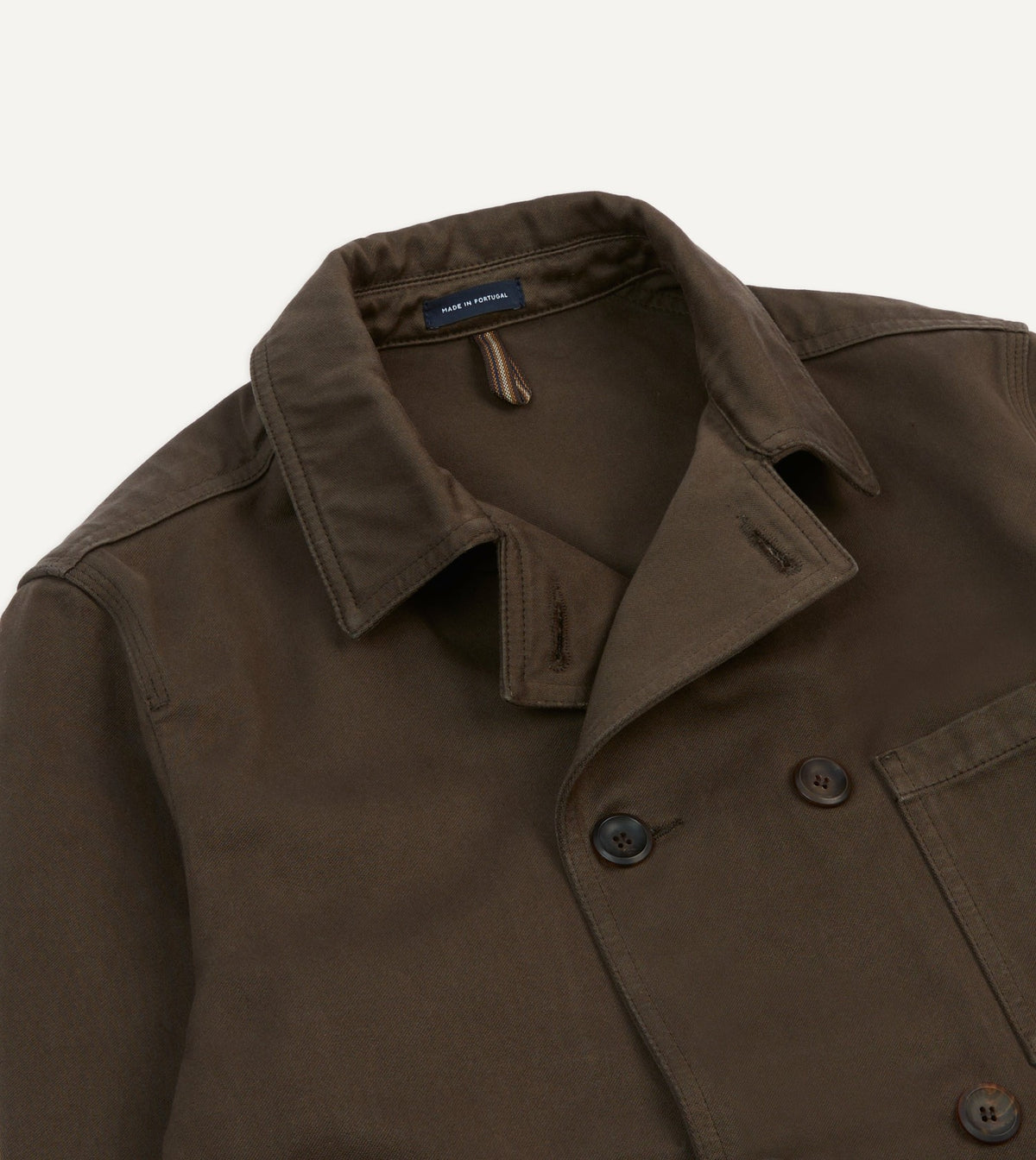 Drake's Brown Cotton Double-Breasted Chore Coat