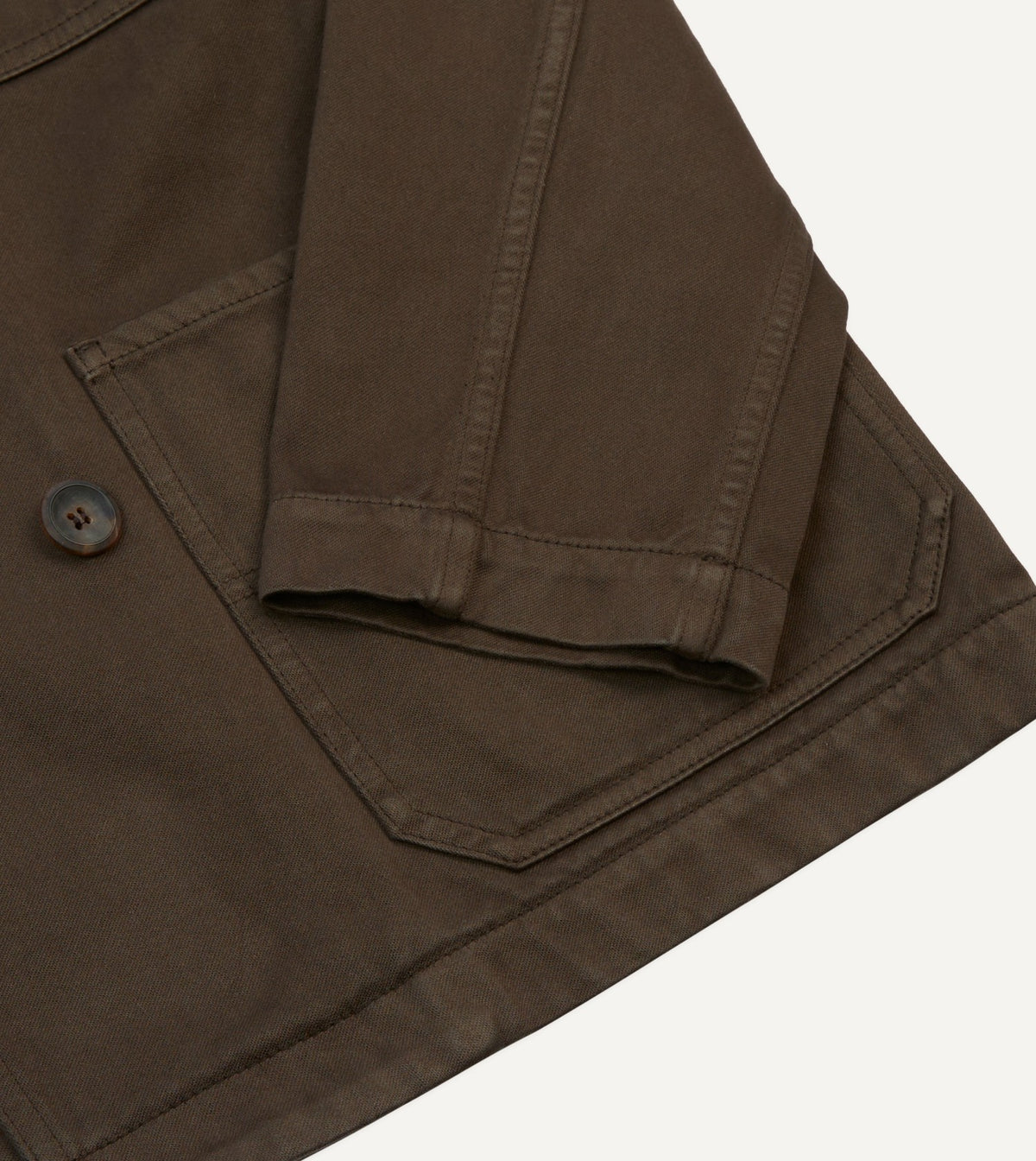 Drake's Brown Cotton Double-Breasted Chore Coat