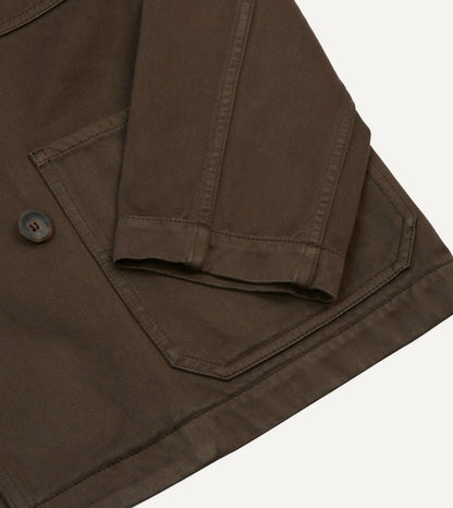 Drake's Brown Cotton Double-Breasted Chore Coat