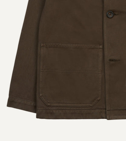 Drake's Brown Cotton Double-Breasted Chore Coat