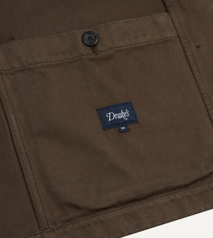 Drake's Brown Cotton Double-Breasted Chore Coat