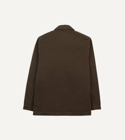 Drake's Brown Cotton Double-Breasted Chore Coat