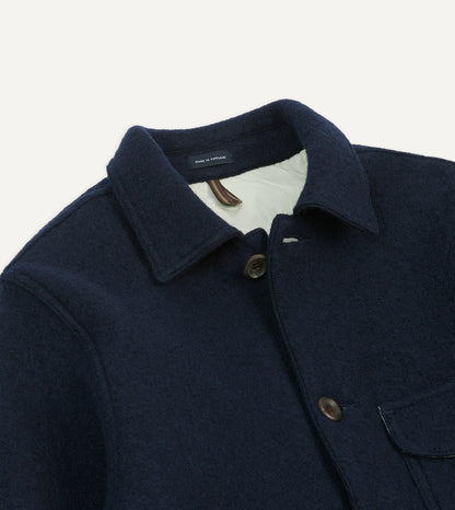 Drake's Navy Wool Three-Pocket Chore Jacket