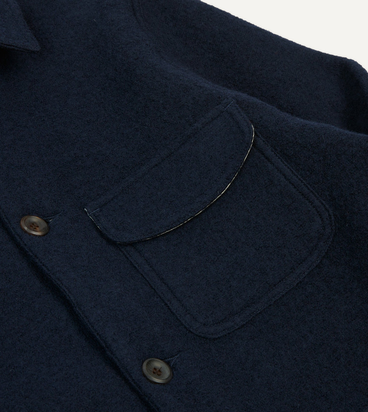 Drake's Navy Wool Three-Pocket Chore Jacket