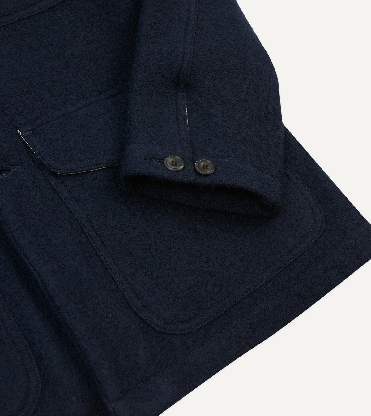 Drake's Navy Wool Three-Pocket Chore Jacket