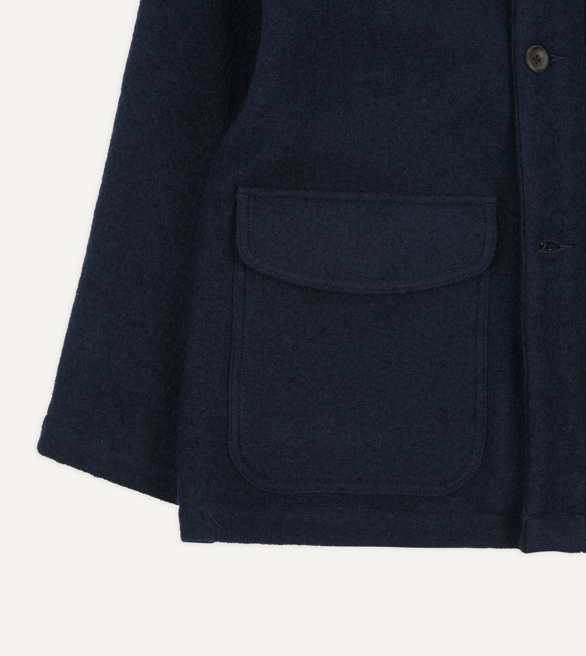 Drake's Navy Wool Three-Pocket Chore Jacket