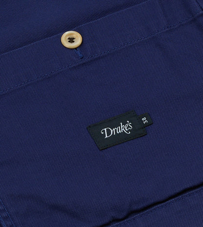 Drake's French Blue Cotton Serge Double-Breasted Chore Coat