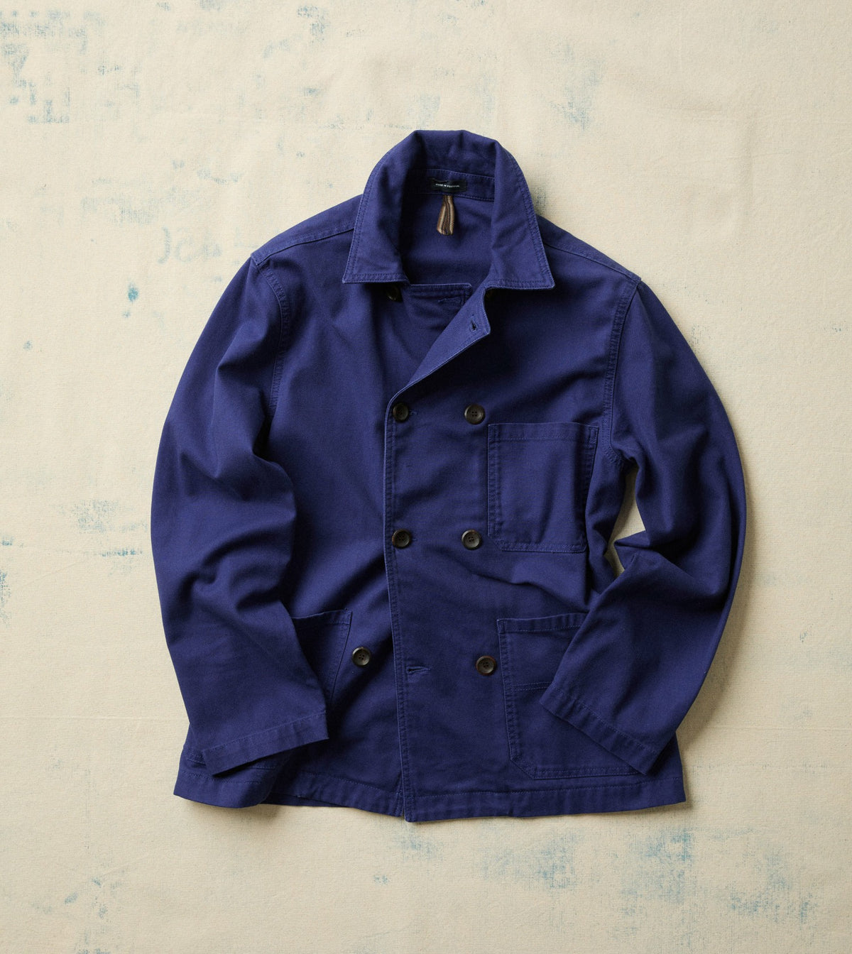 Drake's French Blue Cotton Serge Double-Breasted Chore Coat