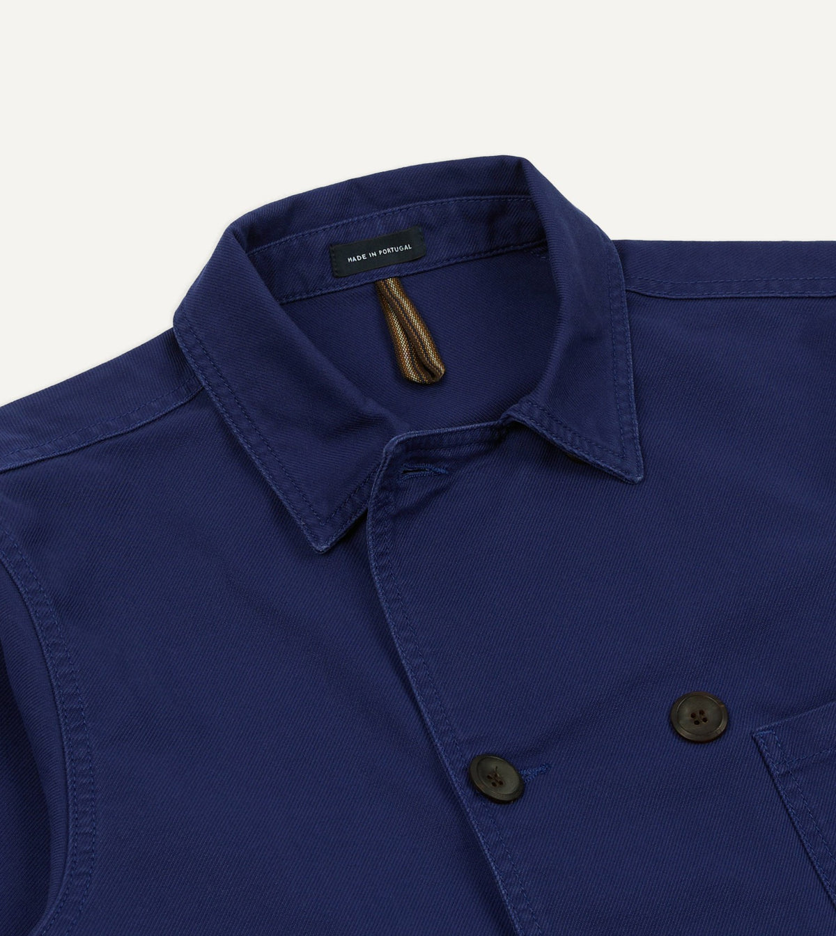 Drake's French Blue Cotton Serge Double-Breasted Chore Coat
