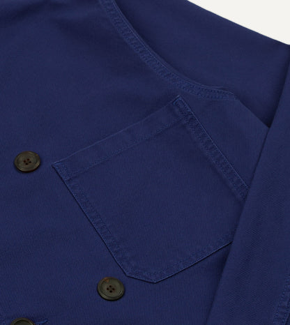 Drake's French Blue Cotton Serge Double-Breasted Chore Coat