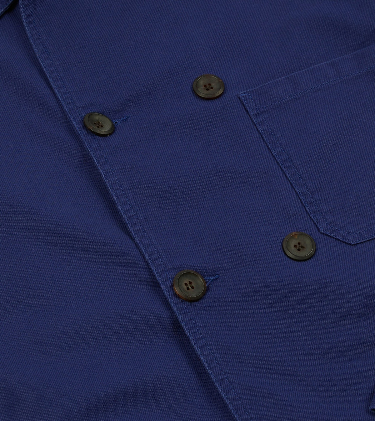 Drake's French Blue Cotton Serge Double-Breasted Chore Coat