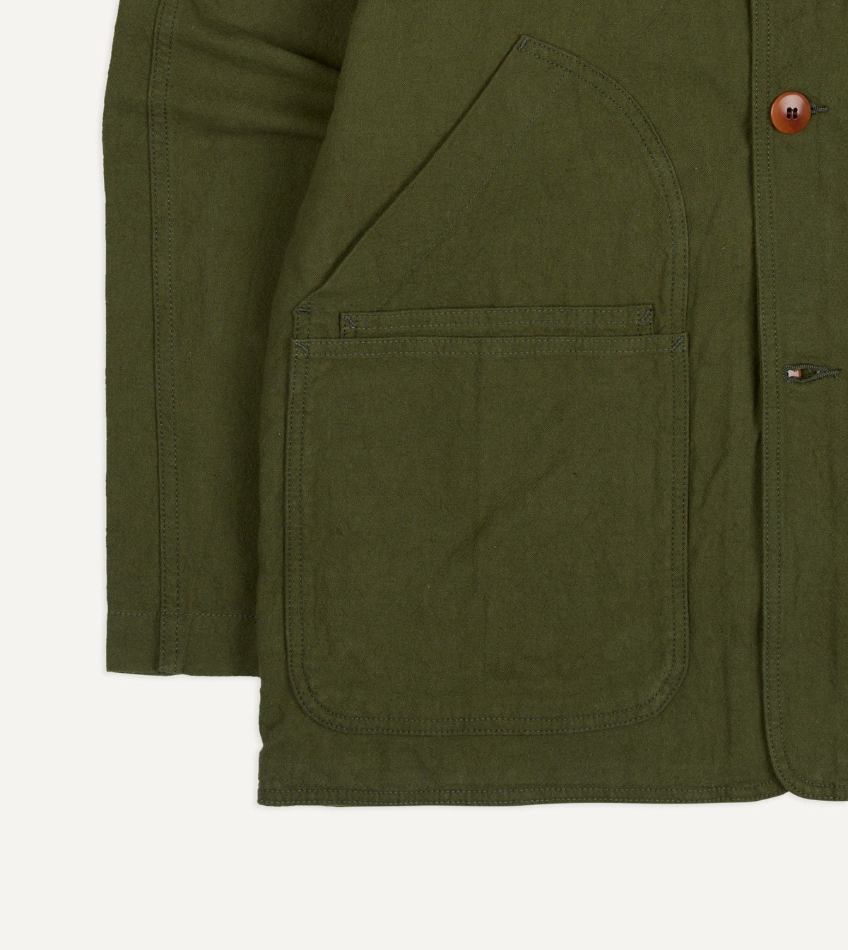 Drake's Green Cotton-Linen Raglan Work Coat