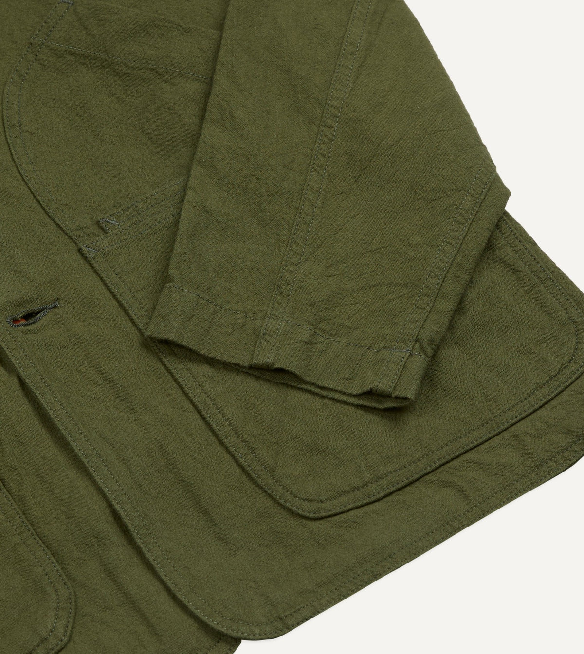 Drake's Green Cotton-Linen Raglan Work Coat