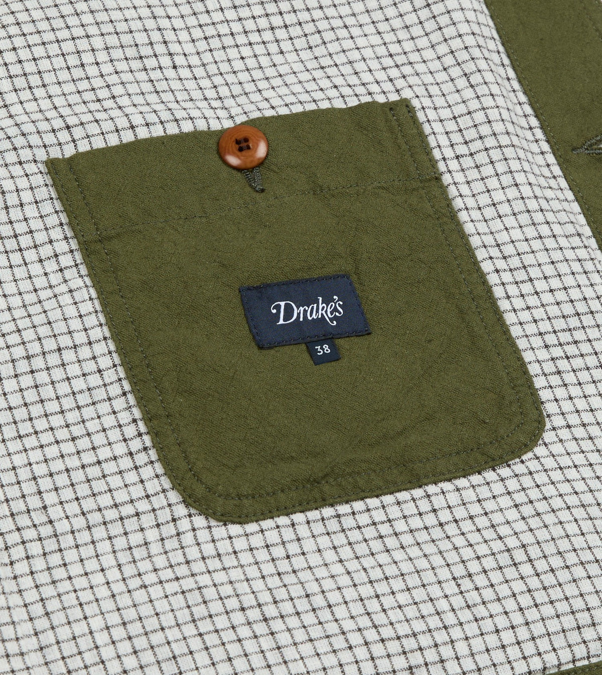 Drake's Green Cotton-Linen Raglan Work Coat