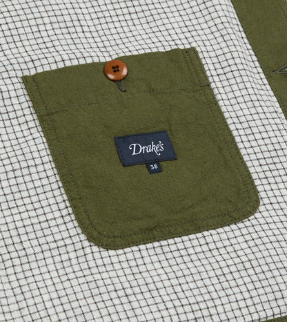 Drake's Green Cotton-Linen Raglan Work Coat