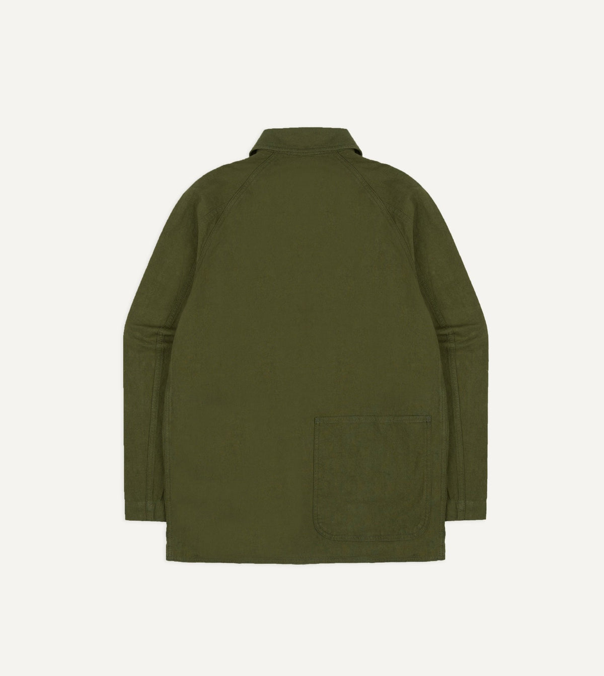 Drake's Green Cotton-Linen Raglan Work Coat